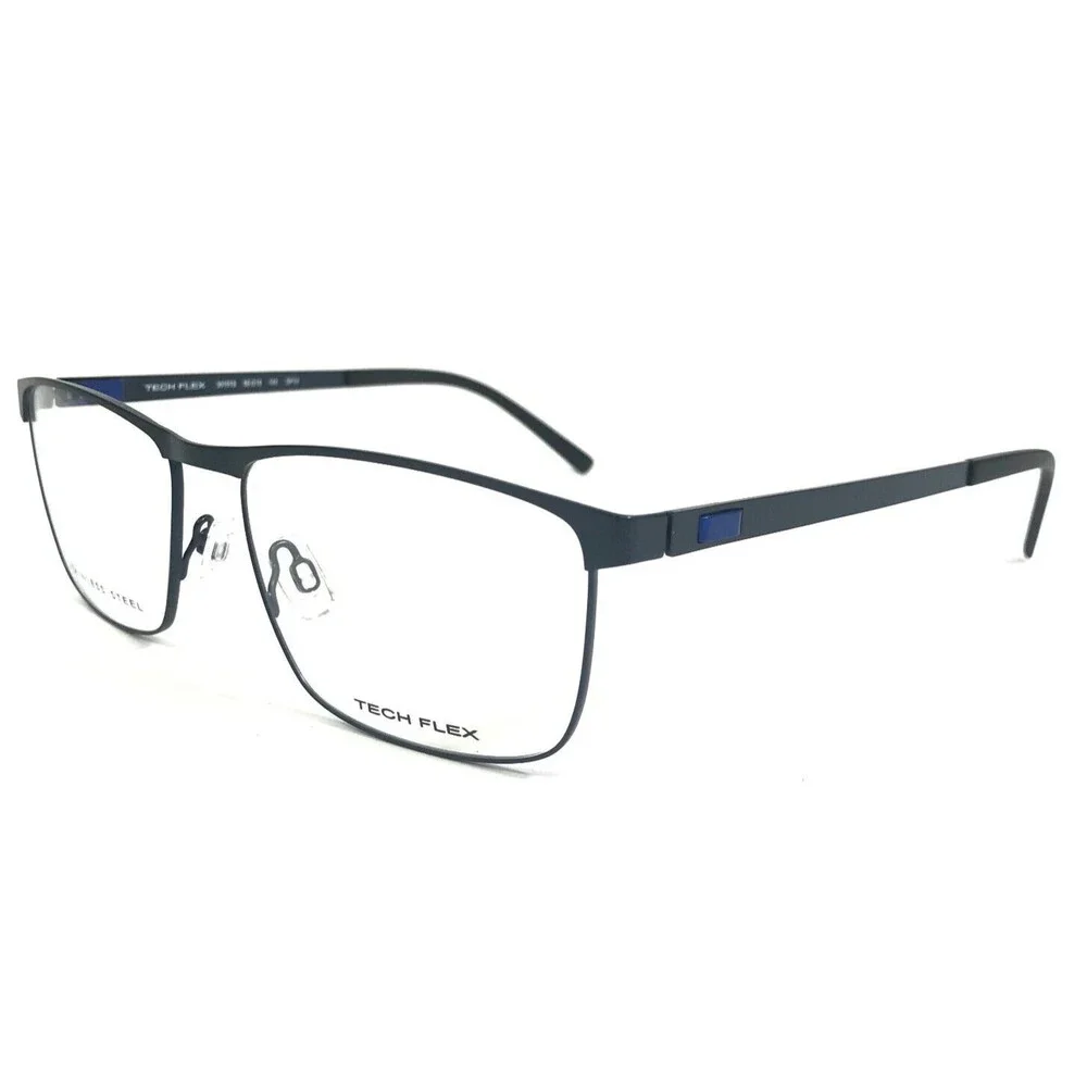 Tech Flex Eyeglasses Frames 30151S SP18 Navy Blue Square Full Rim 55-16-145